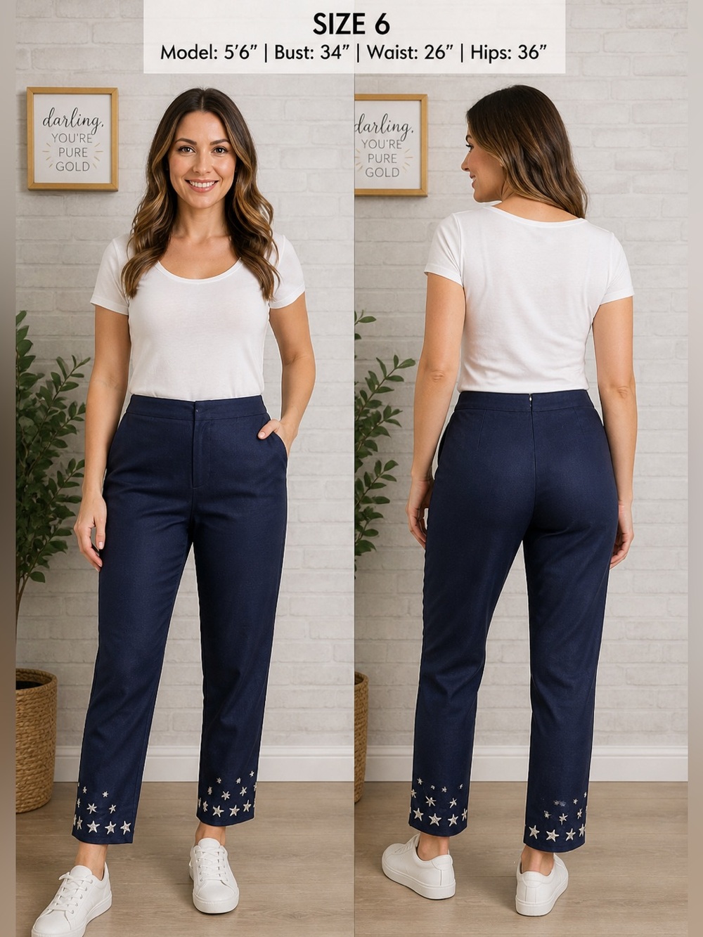 S.L.B 100% Silk Embroidered Star High Waisted Pants NWT